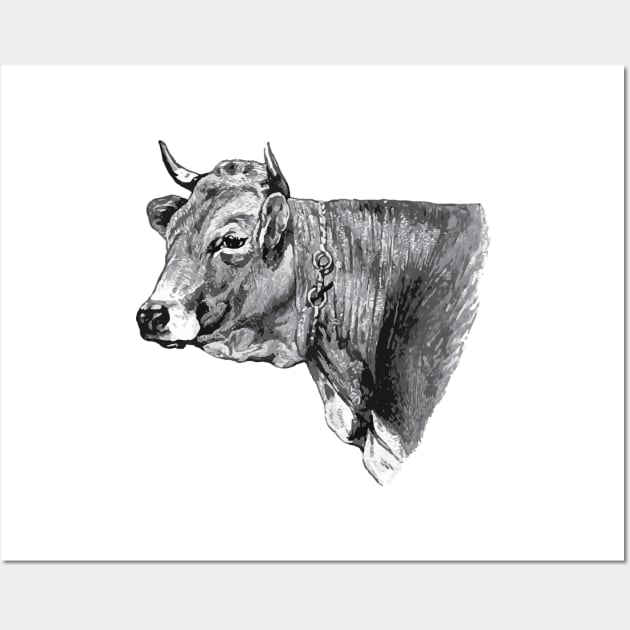 Cow head Vintage Picture Wall Art by KC Happy Shop